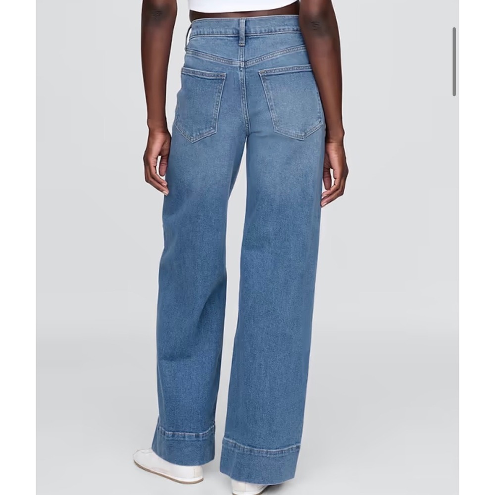 Gap High Rise Stride Wide Leg Jeans Medium Indigo Patch Pocket Denim 27/4 R NEW - Picture 2 of 8